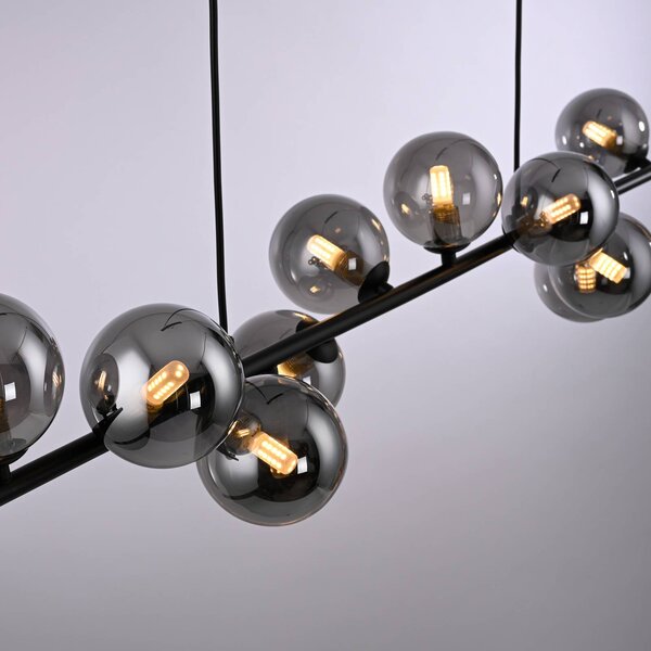Schöner Wohnen Lampa wisząca szklana Dubai, czarny, salon / jadalnia, metal, nowoczesny