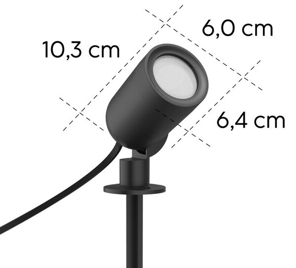 Hama Smart reflektor z grotem ziemnym LED, czarny WLAN, IP65 RGBW sćiemniany, możliwość ściemniania, czarny, tworzywo sztuczne, nowoczesny