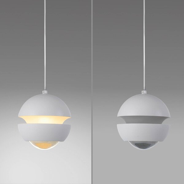 Schöner Wohnen Lampa wisząca szklana Lini, biały / opal, salon / jadalnia, metal, nowoczesny