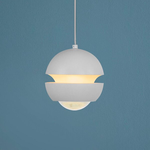 Schöner Wohnen Lampa wisząca szklana Lini, biały / opal, salon / jadalnia, metal, nowoczesny