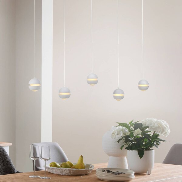 Schöner Wohnen Lampa wisząca szklana Lini, możliwość ściemniania, biały / opal, salon / jadalnia, metal, nowoczesny
