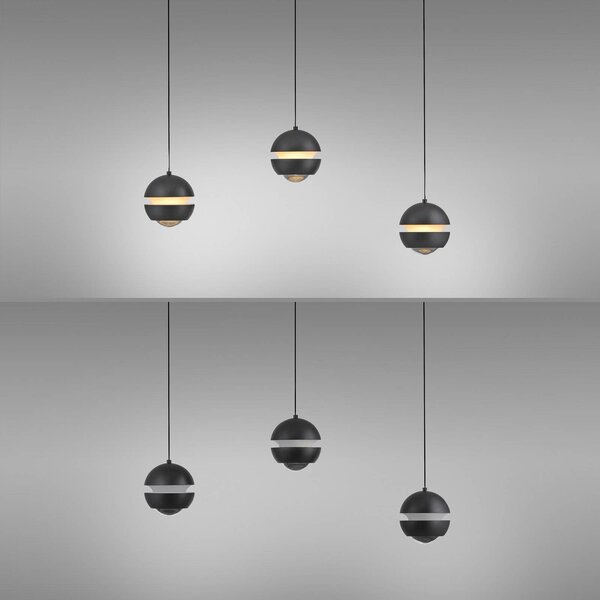 Schöner Wohnen Lampa wisząca szklana Lini, możliwość ściemniania, czarny, salon / jadalnia, metal, nowoczesny