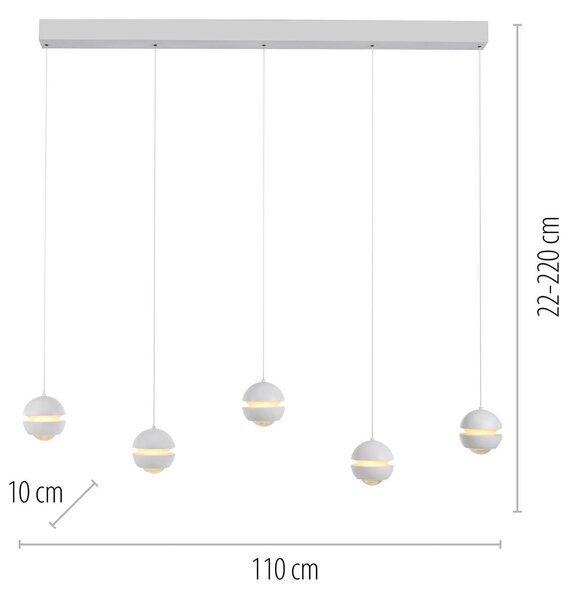 Schöner Wohnen Lampa wisząca szklana Lini, możliwość ściemniania, biały / opal, salon / jadalnia, metal, nowoczesny