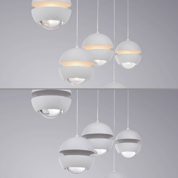 Schöner Wohnen Lampa wisząca szklana Lini, możliwość ściemniania, biały / opal, salon / jadalnia, metal, nowoczesny