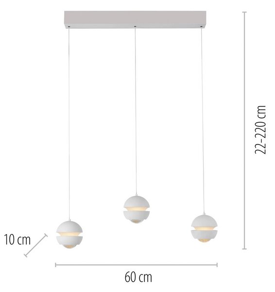 Schöner Wohnen Lampa wisząca szklana Lini, możliwość ściemniania, biały / opal, salon / jadalnia, metal, nowoczesny