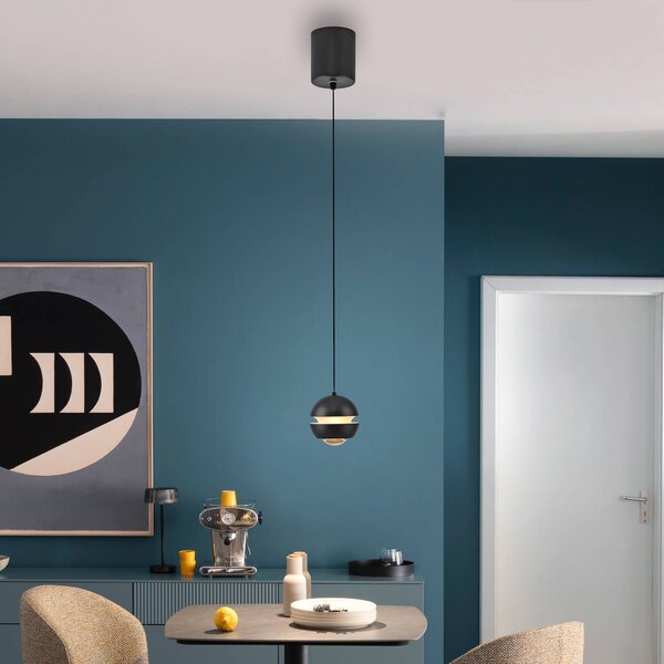 Schöner Wohnen Lampa wisząca szklana Lini, czarny, salon / jadalnia, metal, nowoczesny