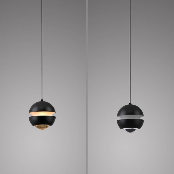 Schöner Wohnen Lampa wisząca szklana Lini, czarny, salon / jadalnia, metal, nowoczesny