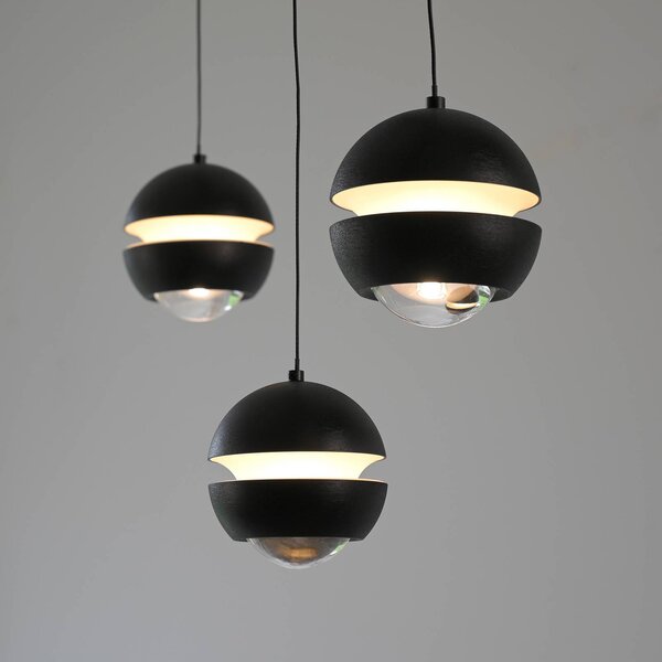 Schöner Wohnen Lampa wisząca szklana Lini, możliwość ściemniania, czarny, salon / jadalnia, metal, nowoczesny