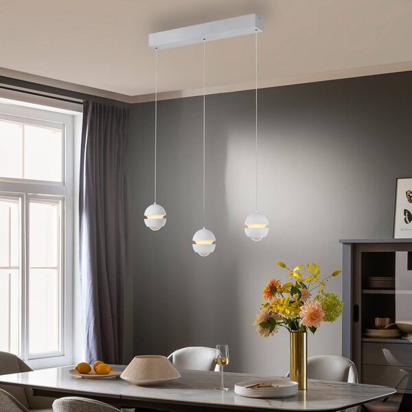 Schöner Wohnen Lampa wisząca szklana Lini, możliwość ściemniania, biały / opal, salon / jadalnia, metal, nowoczesny