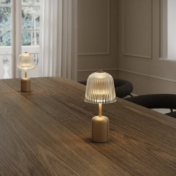 Nuura Aps Lampa stołowa LED z akumulatorem Asteea, kolor mosiężny, wysokość 27 cm możliwość ściemniania, mosiężny / złoty, salon / jadalnia, metal, nowoczesny