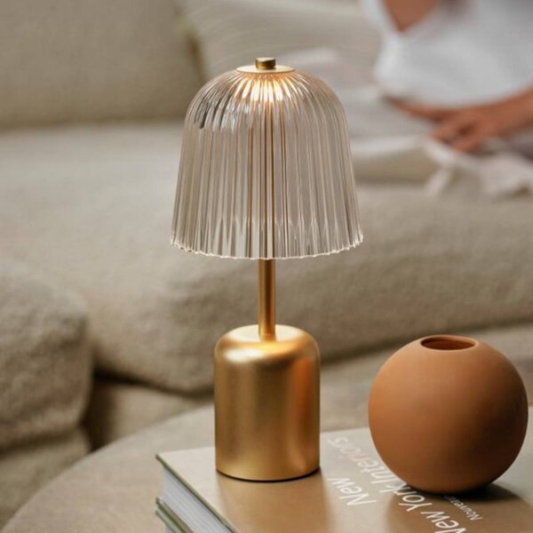 Nuura Aps Lampa stołowa LED z akumulatorem Asteea, kolor mosiężny, wysokość 27 cm możliwość ściemniania, mosiężny / złoty, salon / jadalnia, metal, nowoczesny