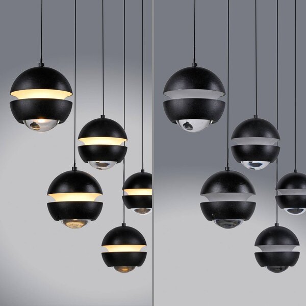 Schöner Wohnen Lampa wisząca szklana Lini, możliwość ściemniania, czarny, salon / jadalnia, metal, nowoczesny