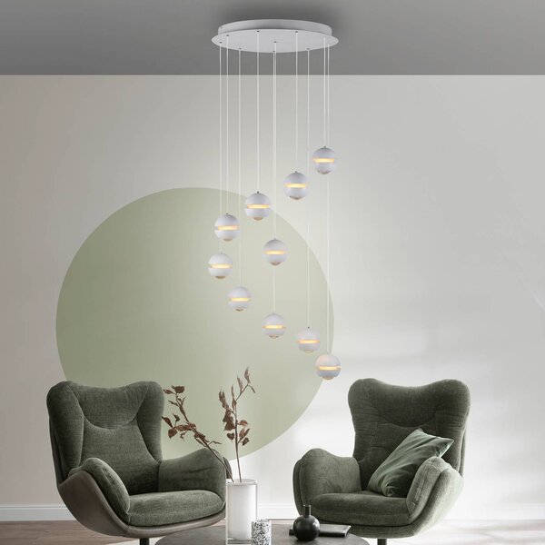Schöner Wohnen Lampa wisząca Lini, możliwość ściemniania, biały / opal, salon / jadalnia, tworzywo sztuczne, nowoczesny