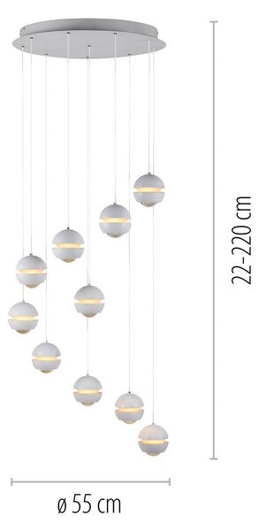 Schöner Wohnen Lampa wisząca Lini, możliwość ściemniania, biały / opal, salon / jadalnia, tworzywo sztuczne, nowoczesny