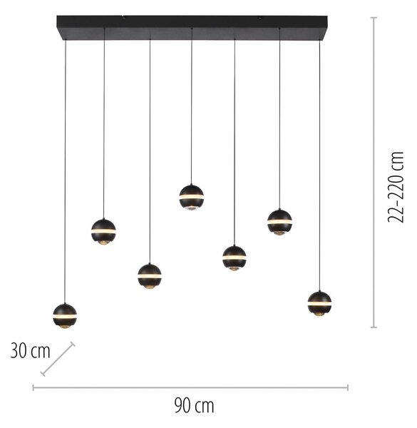 Schöner Wohnen Lampa wisząca Lini, możliwość ściemniania, czarny, salon / jadalnia, tworzywo sztuczne, nowoczesny