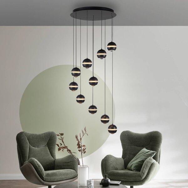 Schöner Wohnen Lampa wisząca Lini, możliwość ściemniania, czarny, salon / jadalnia, tworzywo sztuczne, nowoczesny