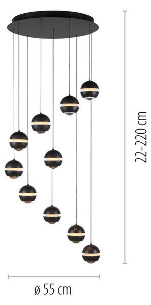 Schöner Wohnen Lampa wisząca Lini, możliwość ściemniania, czarny, salon / jadalnia, tworzywo sztuczne, nowoczesny