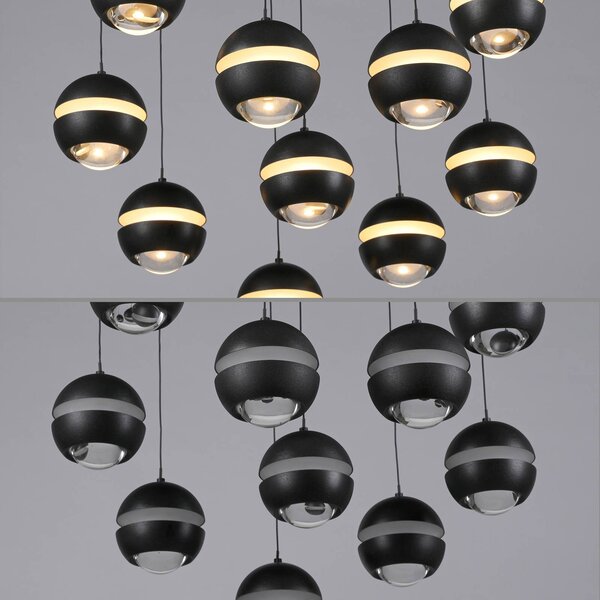 Schöner Wohnen Lampa wisząca Lini, możliwość ściemniania, czarny, salon / jadalnia, tworzywo sztuczne, nowoczesny