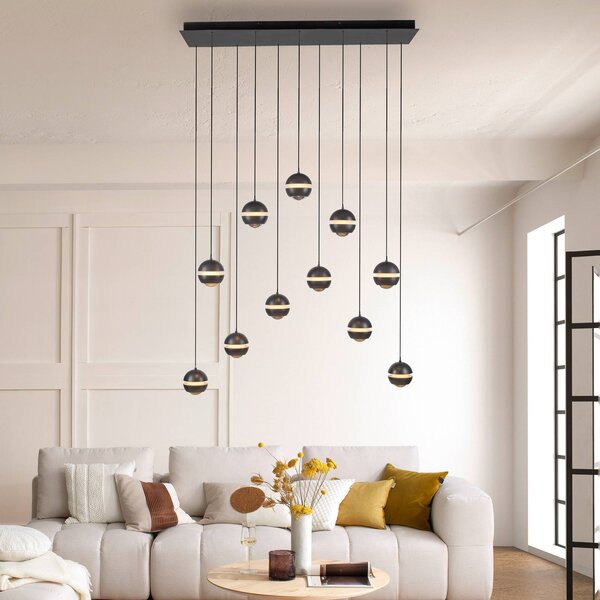 Schöner Wohnen Lampa wisząca Lini, możliwość ściemniania, czarny, salon / jadalnia, tworzywo sztuczne, nowoczesny