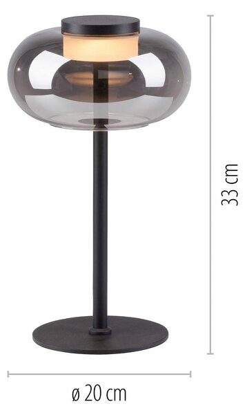 Schöner Wohnen Lampa stołowa LED Sia, aluminiowy / szary / cynkowy, salon / jadalnia, szkło, nowoczesny