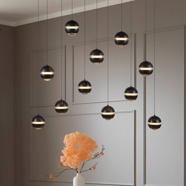 Schöner Wohnen Lampa wisząca Lini, możliwość ściemniania, czarny, salon / jadalnia, tworzywo sztuczne, nowoczesny
