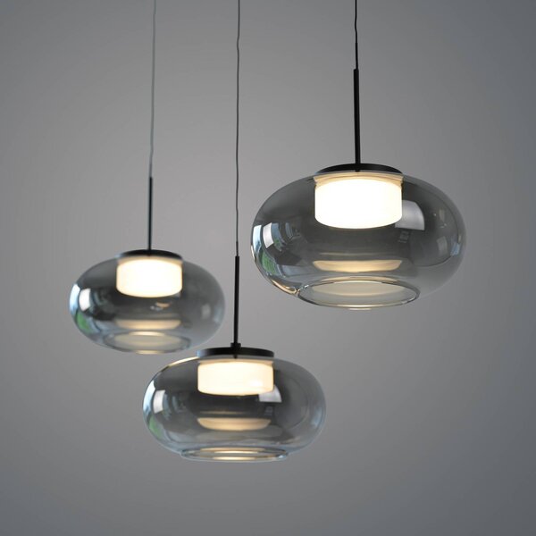 Schöner Wohnen Lampa wisząca szklana Sia, możliwość ściemniania, aluminiowy / szary / cynkowy, salon / jadalnia, szkło, nowoczesny