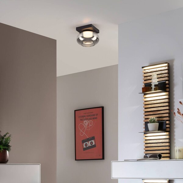 Schöner Wohnen Lampa sufitowa LED Sia, możliwość ściemniania, aluminiowy / szary / cynkowy, salon / jadalnia, szkło, nowoczesny