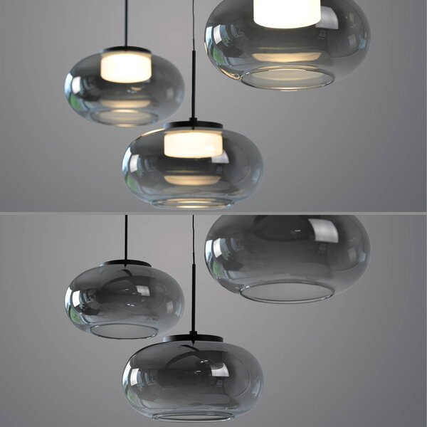 Schöner Wohnen Lampa wisząca szklana Sia, możliwość ściemniania, aluminiowy / szary / cynkowy, salon / jadalnia, szkło, nowoczesny