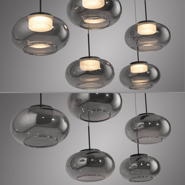 Schöner Wohnen Lampa wisząca szklana Sia, możliwość ściemniania, aluminiowy / szary / cynkowy, salon / jadalnia, szkło, nowoczesny
