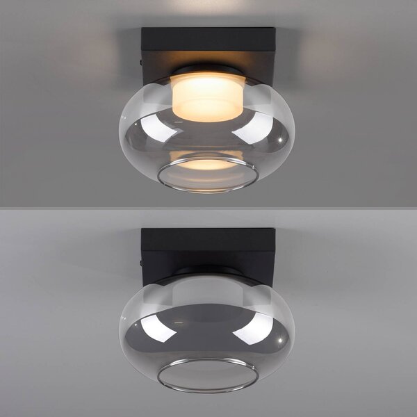 Schöner Wohnen Lampa sufitowa LED Sia, możliwość ściemniania, aluminiowy / szary / cynkowy, salon / jadalnia, szkło, nowoczesny