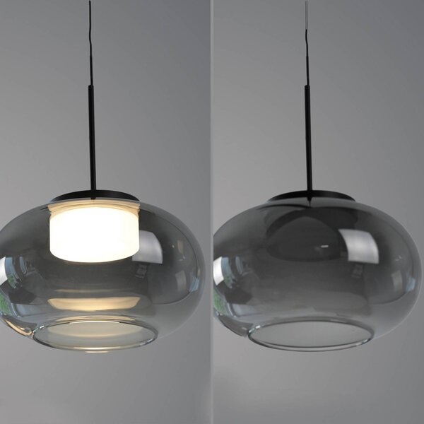 Schöner Wohnen Lampa wisząca szklana Sia, możliwość ściemniania, aluminiowy / szary / cynkowy, salon / jadalnia, szkło, nowoczesny