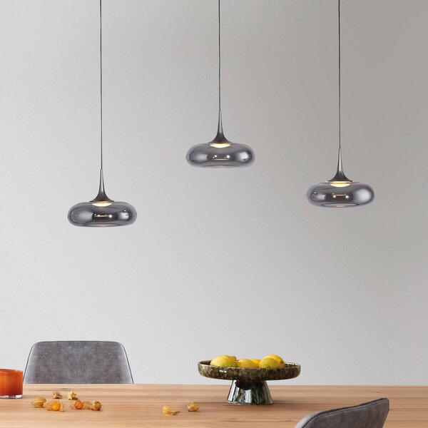 Schöner Wohnen Lampa wisząca szklana Posh, możliwość ściemniania, aluminiowy / szary / cynkowy, salon / jadalnia, szkło, nowoczesny