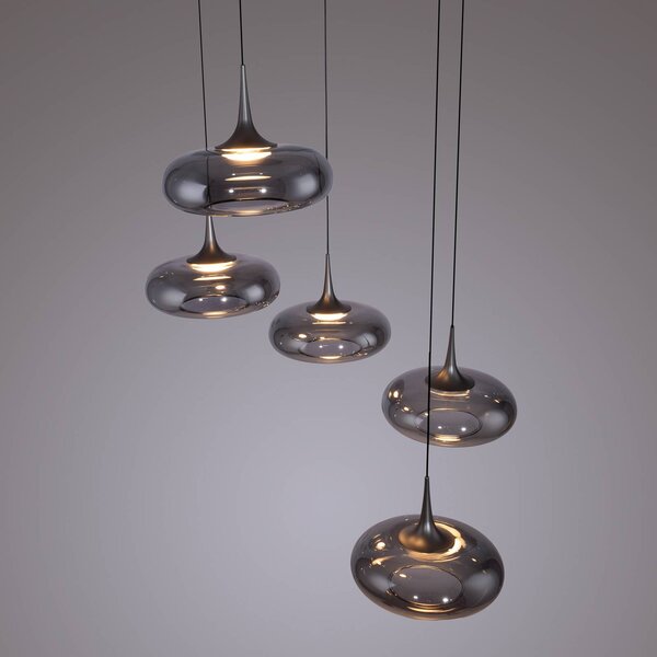 Schöner Wohnen Lampa wisząca szklana Posh, możliwość ściemniania, aluminiowy / szary / cynkowy, salon / jadalnia, szkło, nowoczesny