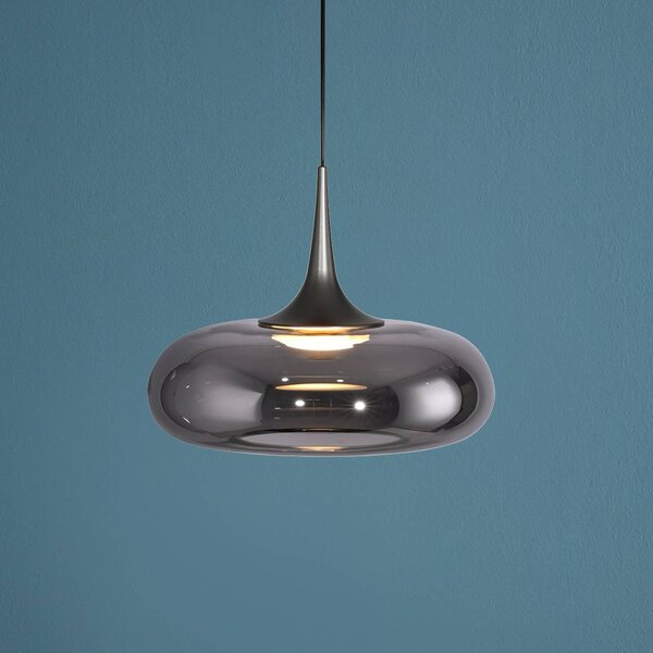 Schöner Wohnen Lampa wisząca szklana Posh, możliwość ściemniania, aluminiowy / szary / cynkowy, salon / jadalnia, szkło, nowoczesny