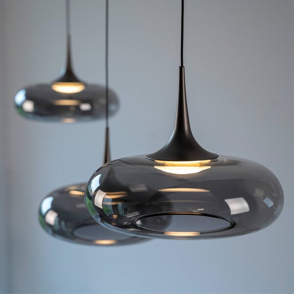 Schöner Wohnen Lampa wisząca szklana Posh, możliwość ściemniania, aluminiowy / szary / cynkowy, salon / jadalnia, szkło, nowoczesny