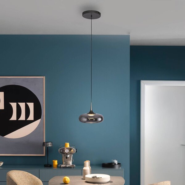 Schöner Wohnen Lampa wisząca szklana Posh, możliwość ściemniania, aluminiowy / szary / cynkowy, salon / jadalnia, szkło, nowoczesny