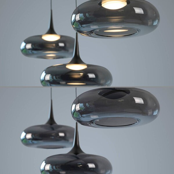 Schöner Wohnen Lampa wisząca szklana Posh, możliwość ściemniania, aluminiowy / szary / cynkowy, salon / jadalnia, szkło, nowoczesny
