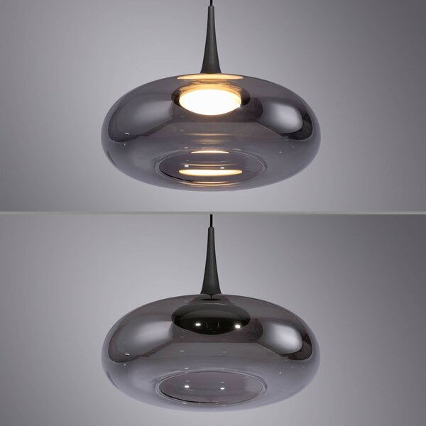 Schöner Wohnen Lampa wisząca szklana Posh, możliwość ściemniania, aluminiowy / szary / cynkowy, salon / jadalnia, szkło, nowoczesny