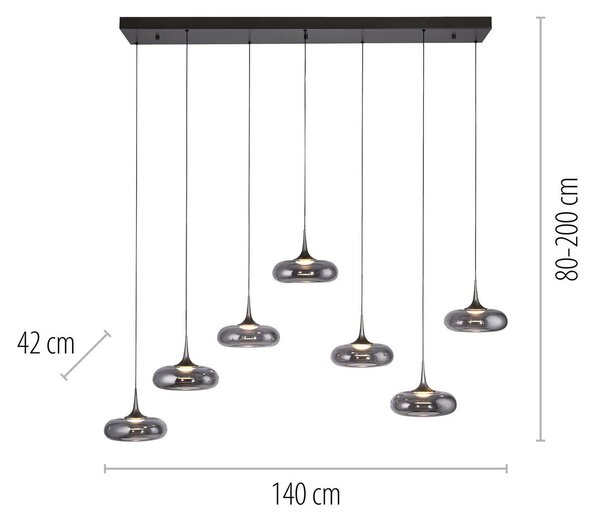 Schöner Wohnen Lampa wisząca szklana Posh, możliwość ściemniania, aluminiowy / szary / cynkowy, salon / jadalnia, szkło, nowoczesny