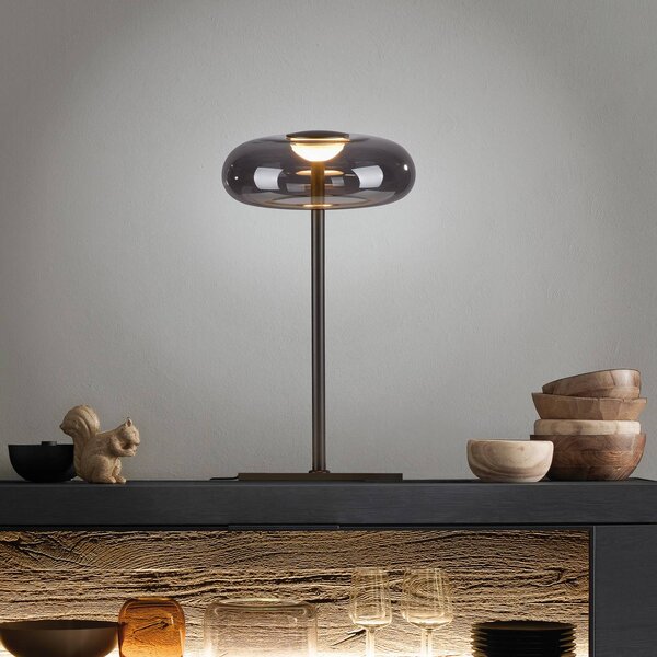 Schöner Wohnen Lampa stołowa LED Posh, możliwość ściemniania, aluminiowy / szary / cynkowy, salon / jadalnia, szkło, nowoczesny