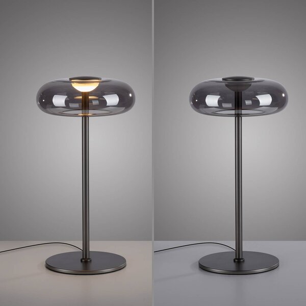 Schöner Wohnen Lampa stołowa LED Posh, możliwość ściemniania, aluminiowy / szary / cynkowy, salon / jadalnia, szkło, nowoczesny