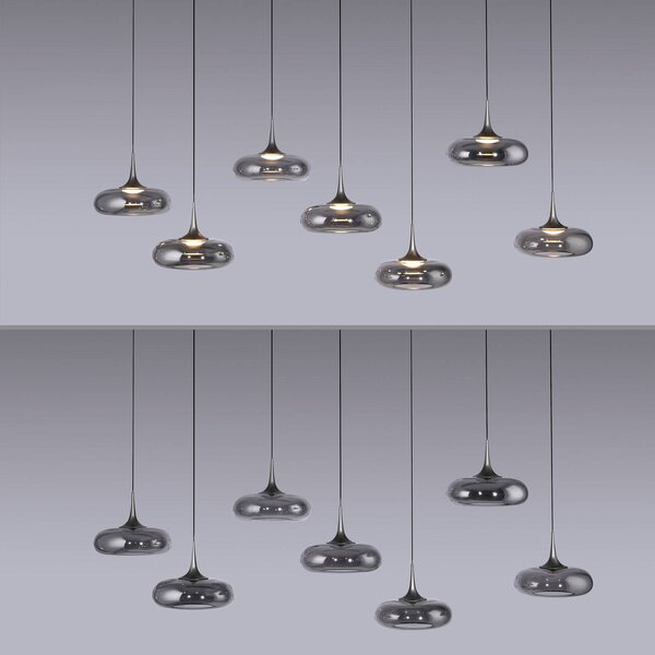 Schöner Wohnen Lampa wisząca szklana Posh, możliwość ściemniania, aluminiowy / szary / cynkowy, salon / jadalnia, szkło, nowoczesny
