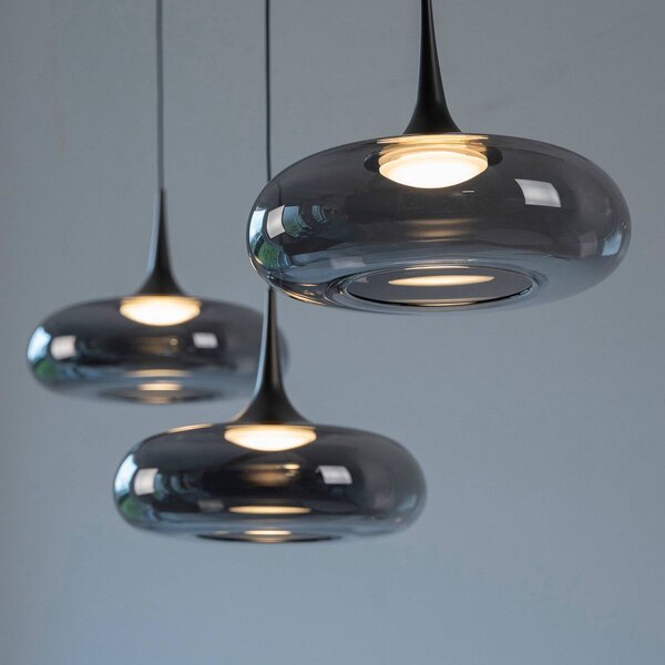 Schöner Wohnen Lampa wisząca szklana Posh, możliwość ściemniania, aluminiowy / szary / cynkowy, salon / jadalnia, szkło, nowoczesny
