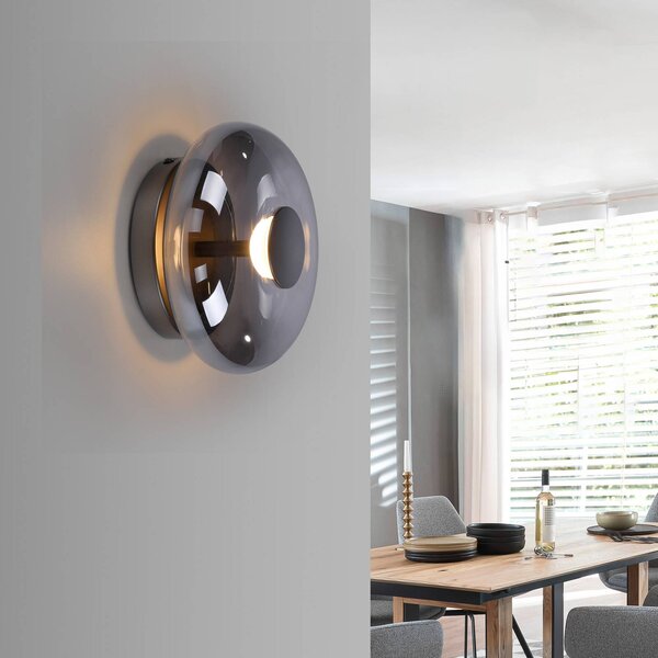 Schöner Wohnen Lampa sufitowa LED Posh, możliwość ściemniania, aluminiowy / szary / cynkowy, salon / jadalnia, szkło, nowoczesny