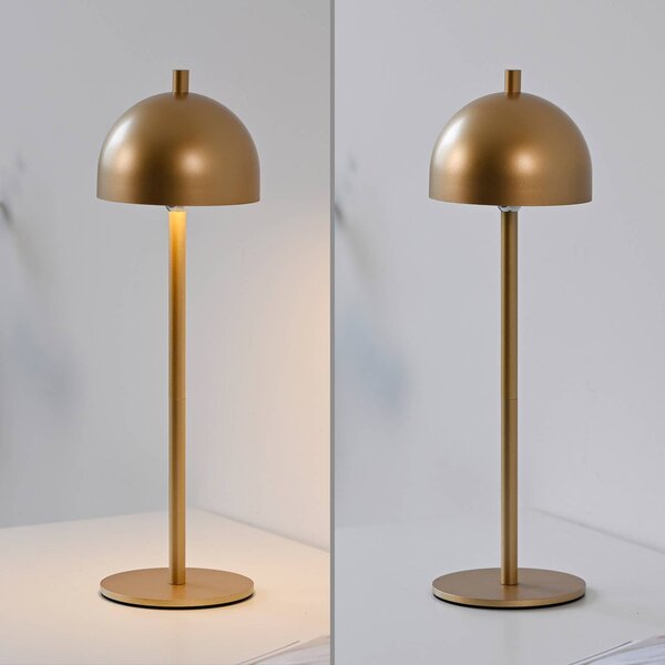 Schöner Wohnen lampa stołowa LED z akumulatorem Bellies, złota, IP54 możliwość ściemniania, mosiężny / złoty, salon / jadalnia, metal, skandynawski