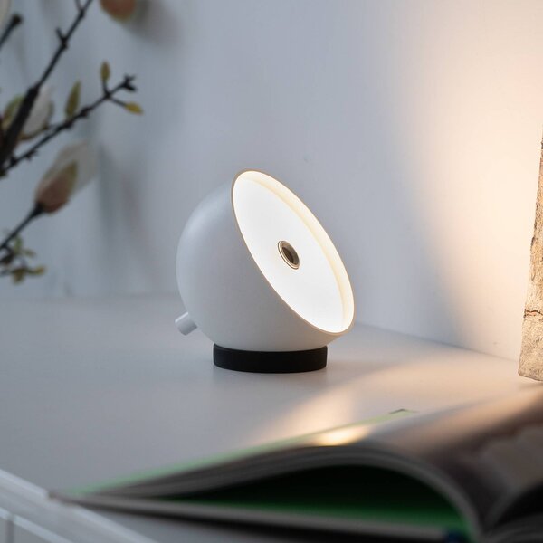 Schöner Wohnen lampa stołowa LED z akumulatorem Bellies, biała, IP54 możliwość ściemniania, biały / opal, salon / jadalnia, metal, skandynawski