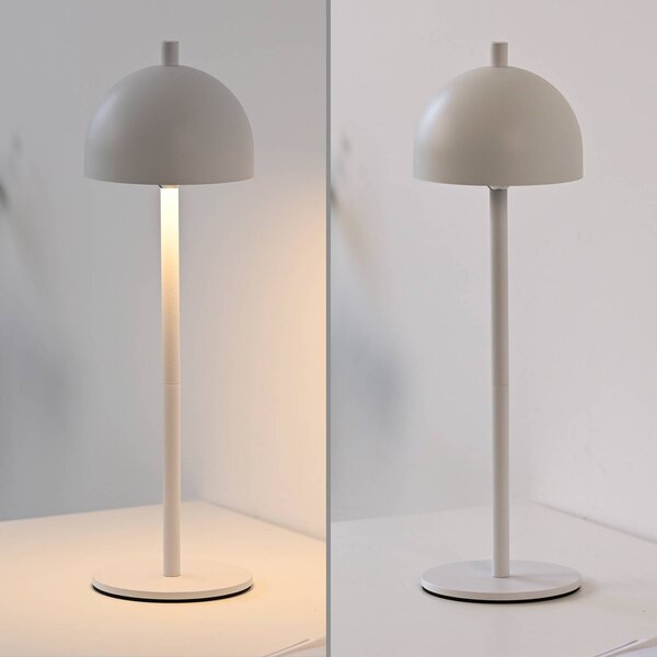 Schöner Wohnen lampa stołowa LED z akumulatorem Bellies, biała, IP54 możliwość ściemniania, biały / opal, salon / jadalnia, metal, skandynawski