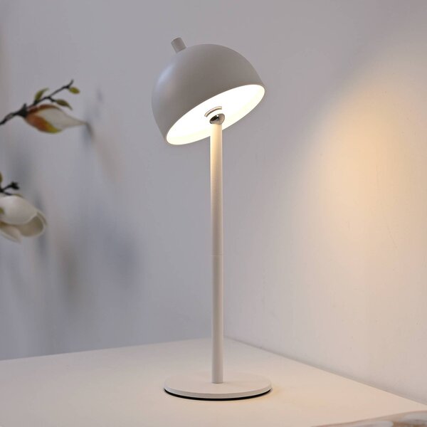 Schöner Wohnen lampa stołowa LED z akumulatorem Bellies, biała, IP54 możliwość ściemniania, biały / opal, salon / jadalnia, metal, skandynawski