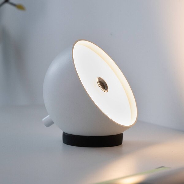 Schöner Wohnen lampa stołowa LED z akumulatorem Bellies, biała, IP54 możliwość ściemniania, biały / opal, salon / jadalnia, metal, skandynawski