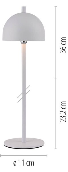 Schöner Wohnen lampa stołowa LED z akumulatorem Bellies, biała, IP54 możliwość ściemniania, biały / opal, salon / jadalnia, metal, skandynawski